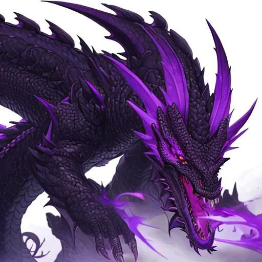 Prompt: Big black Dragon, purple eyes,UHD