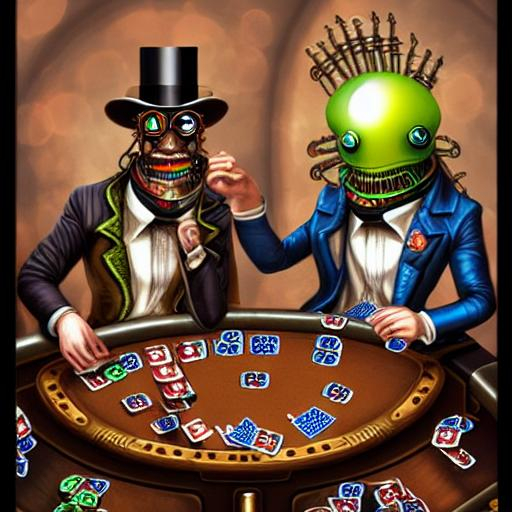 Steampunk aliens playing poker OpenArt