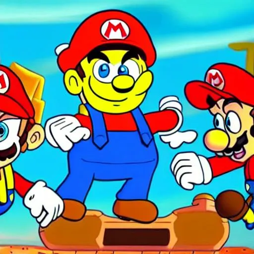 Prompt: Mario in Spongebob