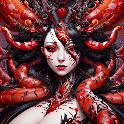 Beautiful chaos goddess covered in arrows with detai... | OpenArt