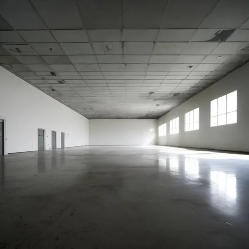 Prompt: Large empty building, liminal space, uncomfortable feeling