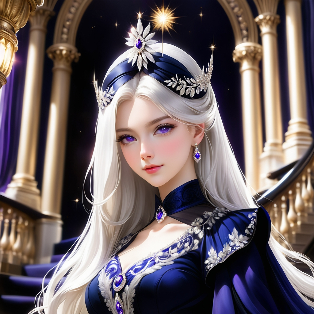 A portrayal of a regal looking young woman in her ea...