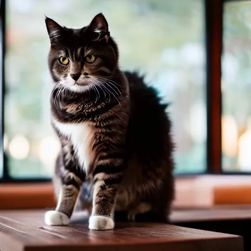 Prompt: a cat sitting on a table