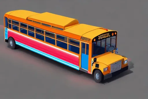 Prompt: beautiful illustration of a school bus, clean lines, very detailed, colorful octane render
