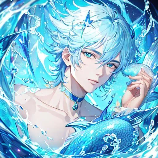 Prompt: Pisces  The Two Fishes zodiac as a 
male human, 8k, UHD,  highly detailed, close up