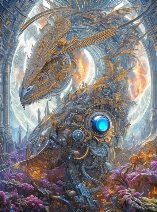 Prompt: eyes, 8k, Anti-Laokoon by Ernst Fuchs, front, full body, Epic action pose, epic Instagram, solar punk, fog, dusk, Twilight, hyperdetailed, intricately detailed, Hyperrealistic, fantastical, intricate detail, make me an image that symbolized human vs AI, complementary colors, concept art, 8k, masterpiece, oil painting, heavy strokes, splash arts, Blood moon, lsd as a person, Drawing by gesture