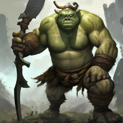 Prompt: Ogre wielding two weapons