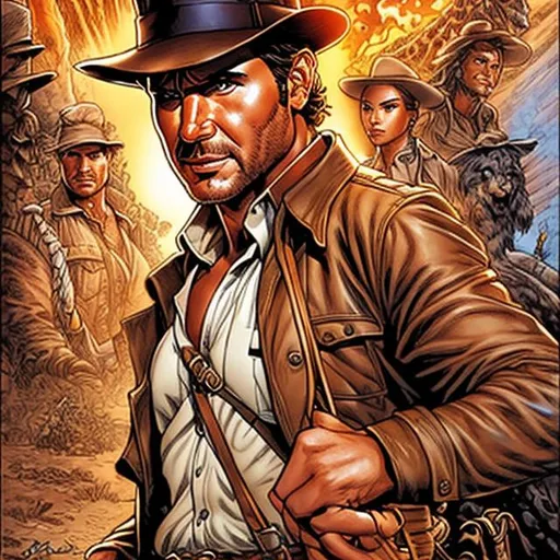 Prompt: Indiana jones drawn by J. Scott Campbell