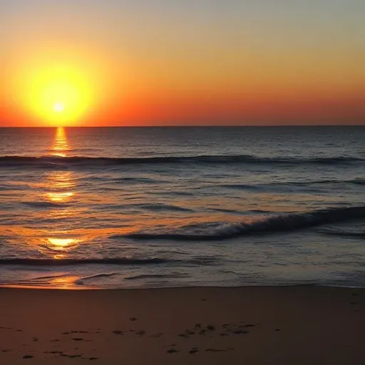 Prompt: the sun set near the sea 