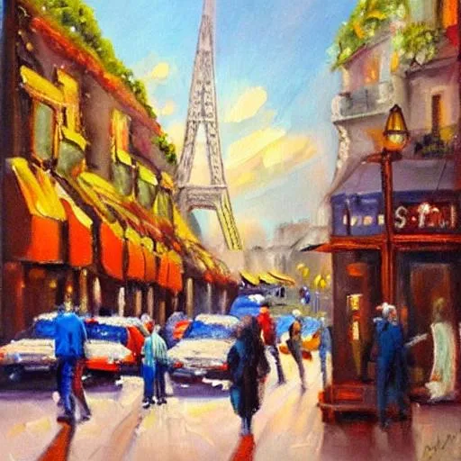 Prompt: oil painting paris people