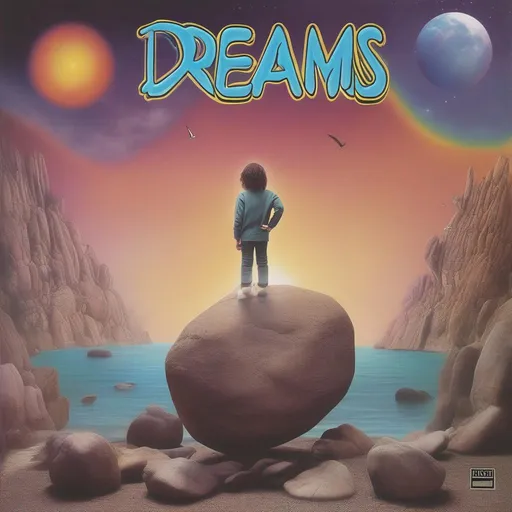 Prompt: album cover, dreams, rock