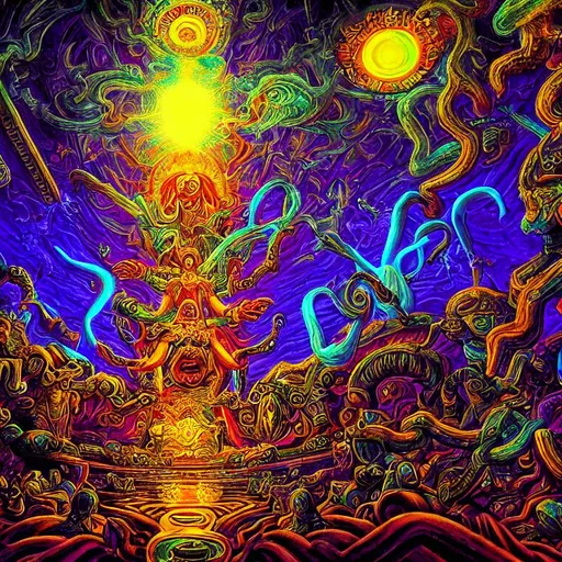 Prompt: DMT Realm, God, mythical, extreme details, hyperreality, HDR, High Contrast