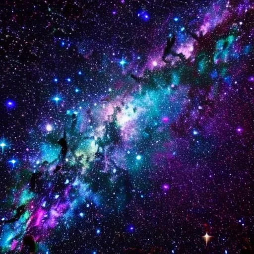 Prompt: Hyper-realistic beautiful , vivid and detailed random animal, galaxy clothes, dread locks, vivid night sky with colored stars and sparkles