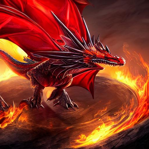 Fire Breathing Dragon With A Red Crown On His Head