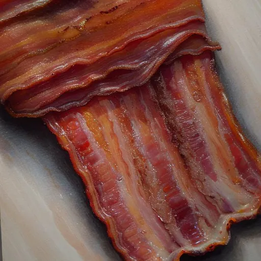 a highly detailed oily piece of bacon OpenArt