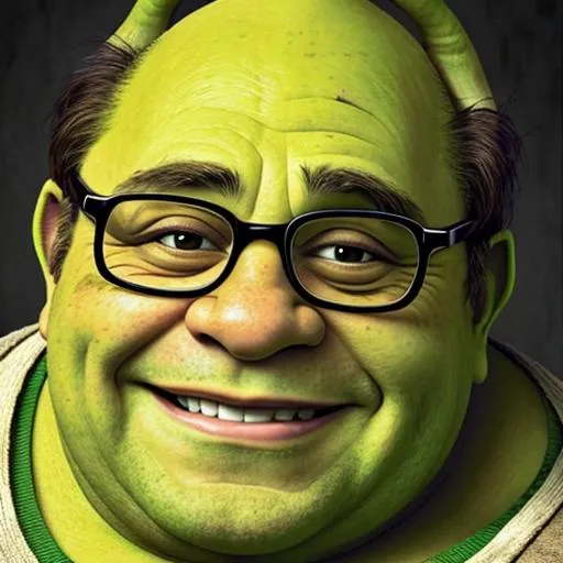 Prompt: danny devito as shrek