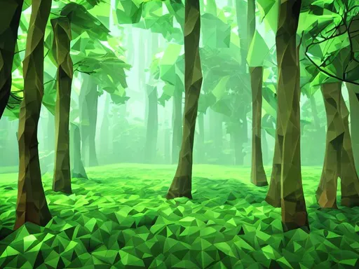 Prompt: Green Low Poly Forest Background