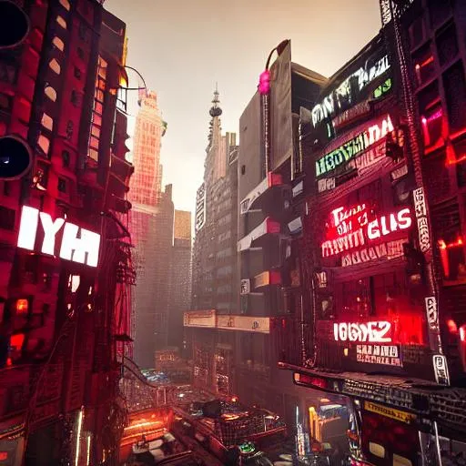 Prompt:  stylized, textless, album cover of a Cybernetic dystopian futuristic new york city in ruin, with flying security robots in the form of eyeballs in the sky, #1F51FF 