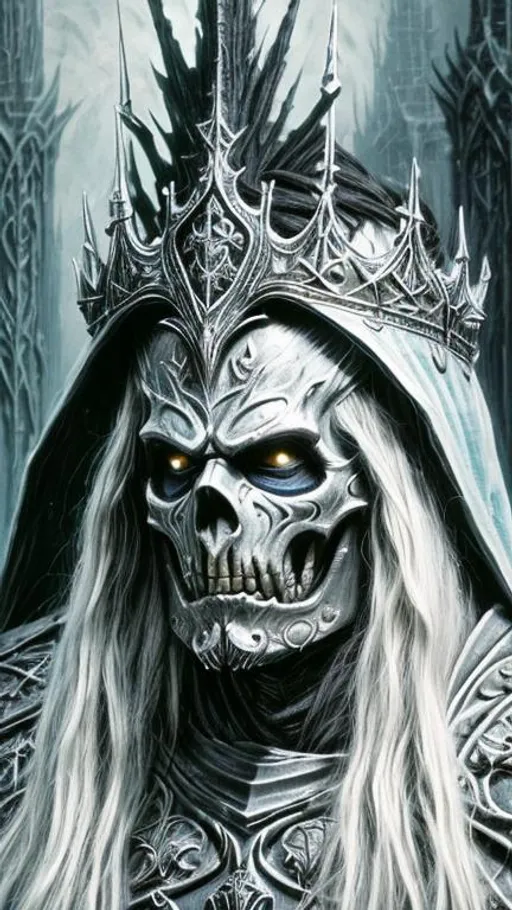 Prompt: hyper detailed head and shoulders of the most beautiful The Lich King
His wickedness is legendary. His power and treachery unmatched. Lord of the undead scourge, master of the cursed rune blade Frostmourne, nemesis of the living... the Lich King Evil Untitled creation by Zdzisław Beksiński, beautiful d&d character portrait, dark fantasy, detailed, realistic face, digital portrait, intricate armor, fiverr dnd character, wlop, stanley artgerm lau, alice schwarzer, artstation, hd, octane render, hyperrealism intricate details, 8k, cinematic volumetric light, proportional, art trending on artstation, sharp focus, studio photo, intricate details, highly detailed, intricate artwork masterpiece, ominous, intricate, epic, trending on artstation, highly detailed, vibrant, production cinematic character render, ultra high quality model