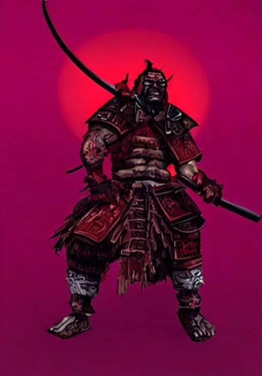Prompt: Red Orc Samurai
