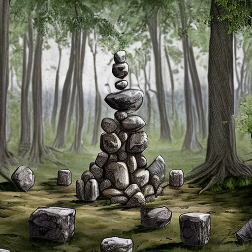 Prompt: ilustration, druidic ritual, stone circle