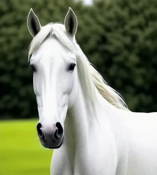 a beautiful stuning white horse, good proportion, pe...