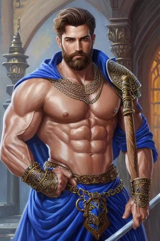 oil painting, male fantasy character, strong muscula...