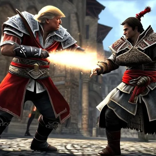 Prompt: Trump fighting Ezio
