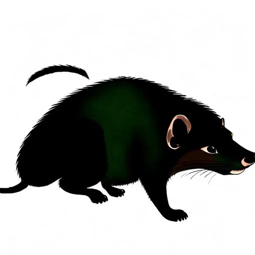 Prompt: Japanese Mon of the silhouette of a Mongoose, Mongoose Dark Green, Brown Background Legend of the Five Rings, L5R