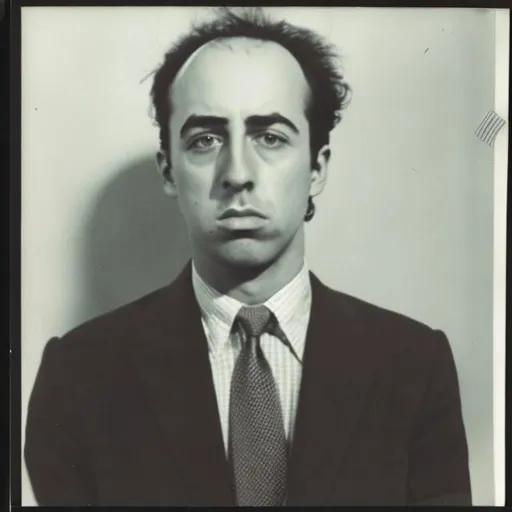 Prompt: mugshot film photo of mick jones

