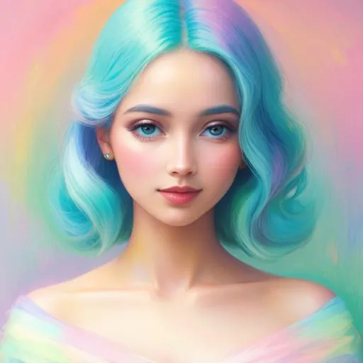 Prompt: an etherial woman in pastels
