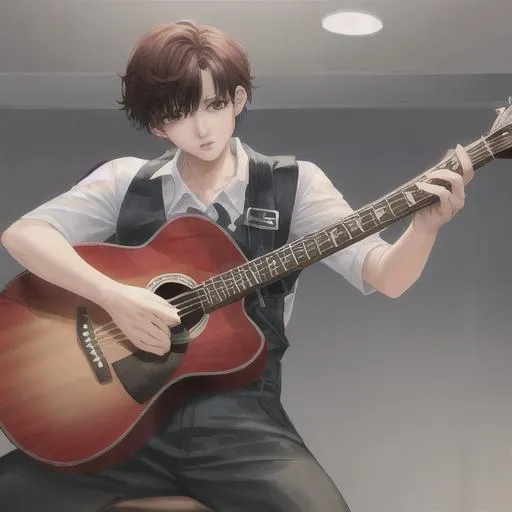 Prompt: jungkook playing guitar