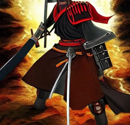 Prompt: Anime Samurai warrior crusaders Jesus Christ as depicted in the book of  revaltion coming out of heaven gathering his chosen to ride against the enemy Satan cyberpunk ninjas