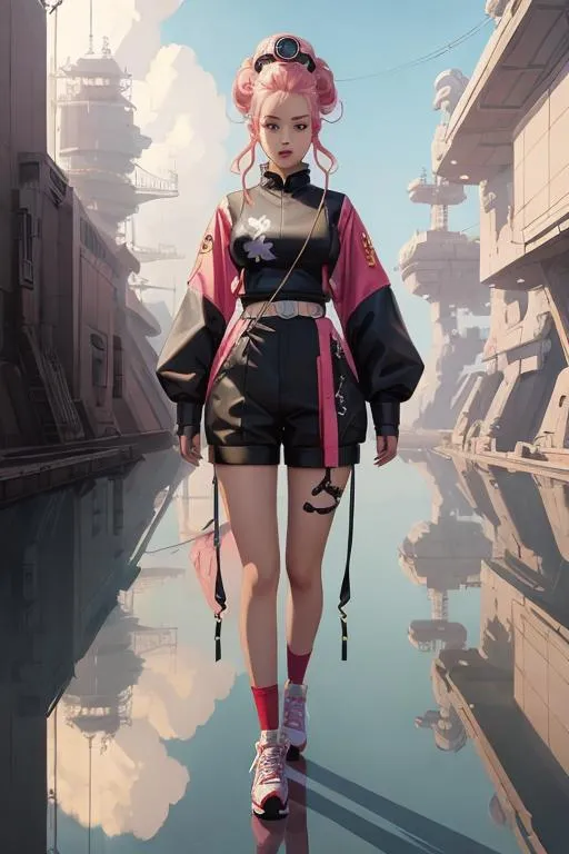 Prompt: Princess jujube, cute hair, digital painting, manhua, atompunk, hallyu, futurism, hikecore, krenz cushart, ray tracing reflections, streetwear outfit