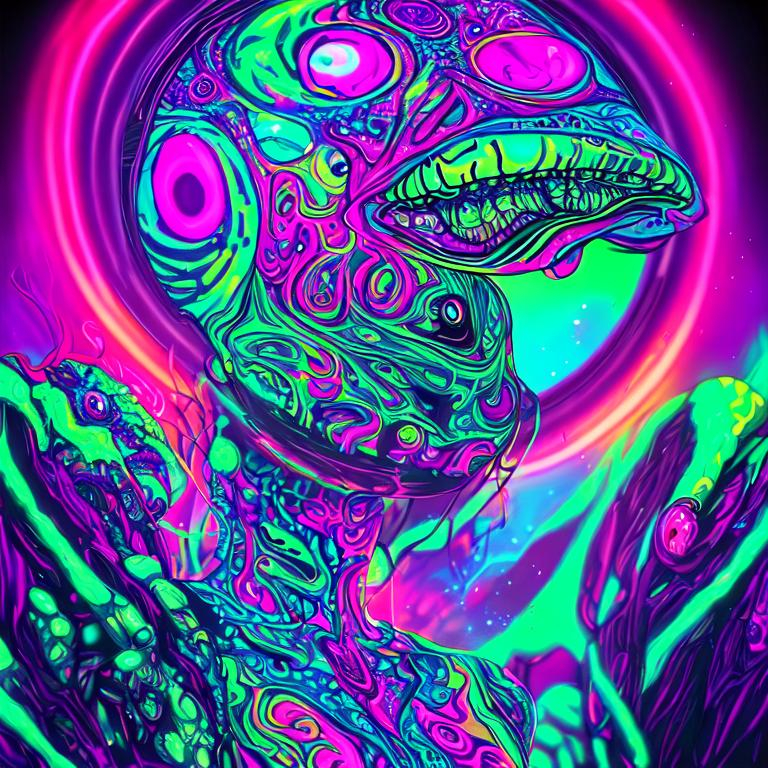 Hypnotic illustration of a Alien, hypnotic, psychede... | OpenArt