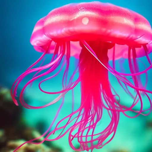 Prompt: hot pink jellyfish flower