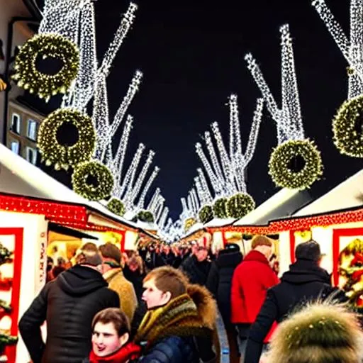 Prompt: Weihnachtsmarkt fest in Bayern an Silvester.