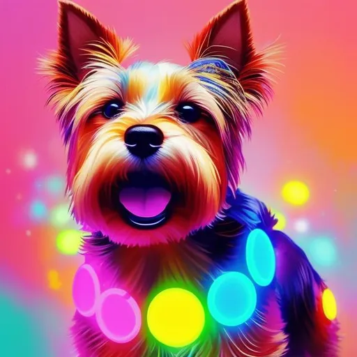 Prompt:  ((Australian terrier dog)),

Anime, surrounded by vibrant colors and flashing lights, energetic, Pop art, Neon lights, summer fashion, Kawaii, Cute, Pastel colors, Soft Lighting, Digital painting, Artstation, Concept art, Trending on Instagram, Illustration, art by sakimichan and yuumei