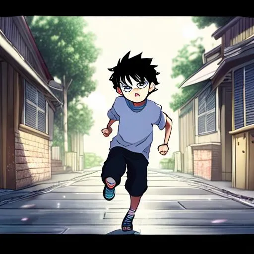 Prompt:  Boy running anime
