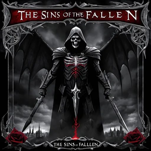 Prompt: Gothic album cover "The Sins of The Fallen"