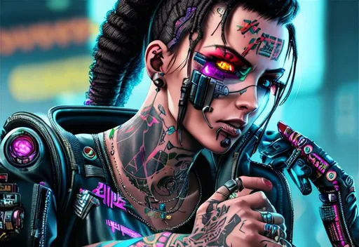 Prompt: Tattoo cyberpunk 2077