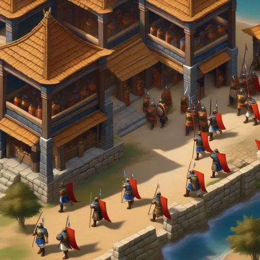 Prompt: Age of Empires II, Huns, isometric, gameplay, HUD, extremely detailed painting by Greg Rutkowski and by Henry Justice Ford and by Steve Henderson