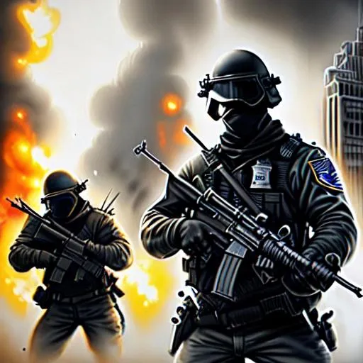 Prompt: War between the police and the citizens of the United States.