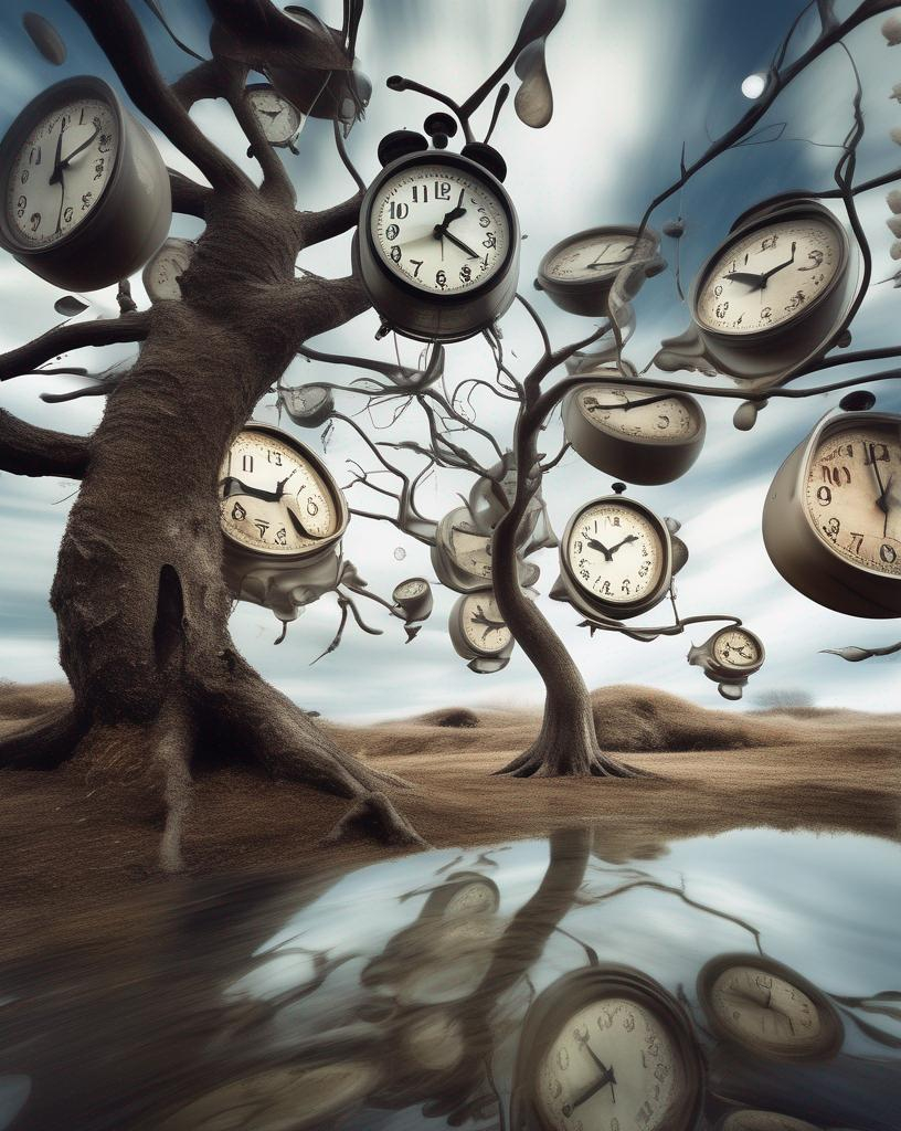 A Surreal Scene Featuring Melting Clocks Draped Over... | OpenArt