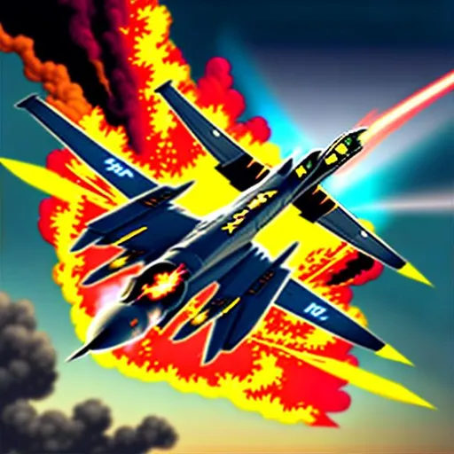 Prompt: Subject: "Highway to the Danger Zone"
Descriptions: A busy Highway on the ground, Fighter planes soaring overhead, sleek and powerful, leaving trails of exhaust in the sky. Dynamic aerial maneuvers, intense dogfights, adrenaline-filled action.
Environment: Vast open sky, clouds swirling, sun setting in a fiery explosion of colors.
Mood/Feelings: Thrill, danger, excitement, urgency, patriotism.
Artistic Medium/Techniques: Digital illustration, bold color palette, strong contrasts, meticulous attention to detail.
Artists/Illustrators/Art Movements: Tom Cruise, Top Gun movie poster, 80s retro aesthetic, vaporwave, propaganda art.
Camera Settings: High-resolution digital camera, vibrant saturation, wide-angle lens, over the shoulder point of view.