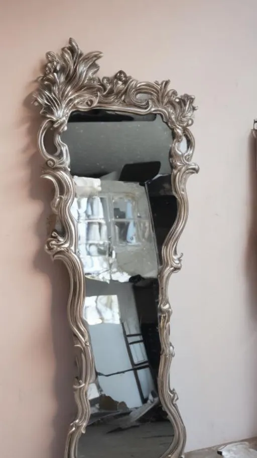Prompt: broken silver mirror