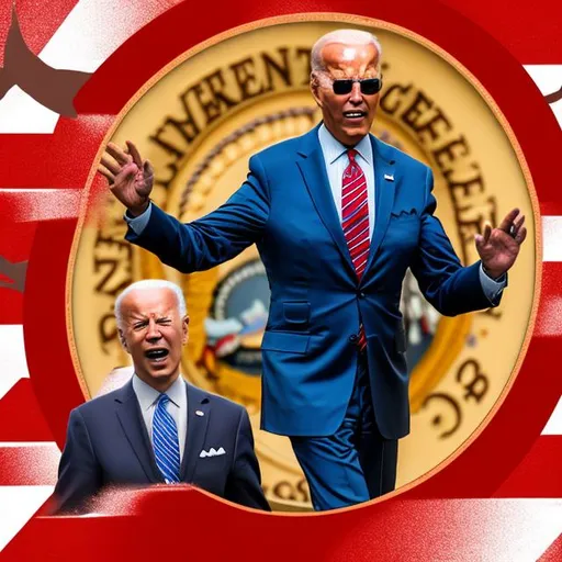 Prompt: Strange looking guy screaming with joe biden, High-res