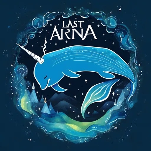 Prompt: Large Narwhal spirit, aurora borealis, blue, mystical, horn, inuk, inuit, avatar the last airbender, atla, unicorn horn