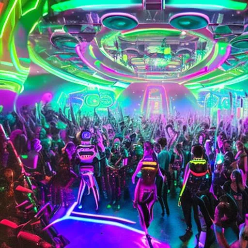 futuristic rave parties on a different planet with n