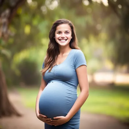 Prompt: pregnant smiling teenage girl  